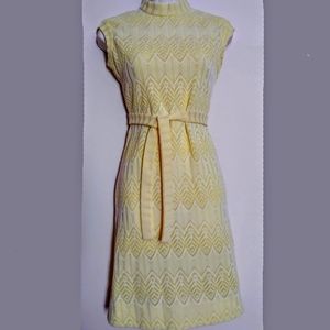 Vintage 60s sleeveless knit dress yellow